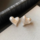 925 Silver Irregular Heart Earrings Women Sweet Temperament Wedding Gift