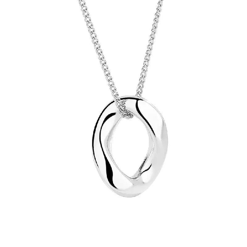925 Silver Necklace Irregular Round Pendant Wedding Party Gift