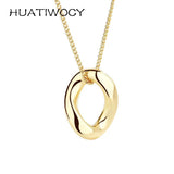 925 Silver Necklace Irregular Round Pendant Wedding Party Gift