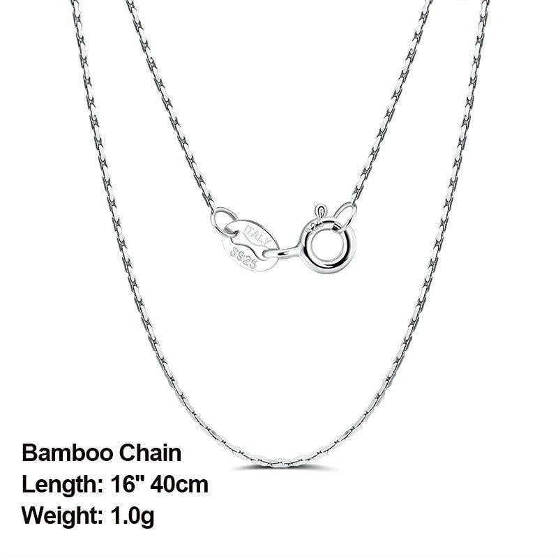 Italian 925 Silver Bamboo Chain Necklace Clavicle Chain Jewelry