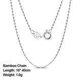 Italian 925 Silver Bamboo Chain Necklace Clavicle Chain Jewelry