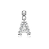 925 Silver Letter A-Z Pendant Charm Beads for Necklace Making