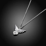 925 Silver Necklace Heart & Angel Wings Pendant Chain Jewelry