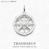 925 Sterling Silver Compass Pendant Necklace Men Women Lucky Gift
