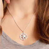 925 Sterling Silver Compass Pendant Necklace Men Women Lucky Gift