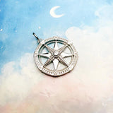925 Sterling Silver Compass Pendant Necklace Men Women Lucky Gift