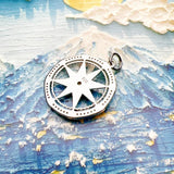 925 Sterling Silver Compass Pendant Necklace Men Women Lucky Gift