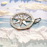 925 Sterling Silver Compass Pendant Necklace Men Women Lucky Gift