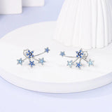 925 Silver Star Evil Eyes Earrings Sparkling Zircon Ear Studs