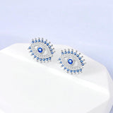 925 Silver Star Evil Eyes Earrings Sparkling Zircon Ear Studs