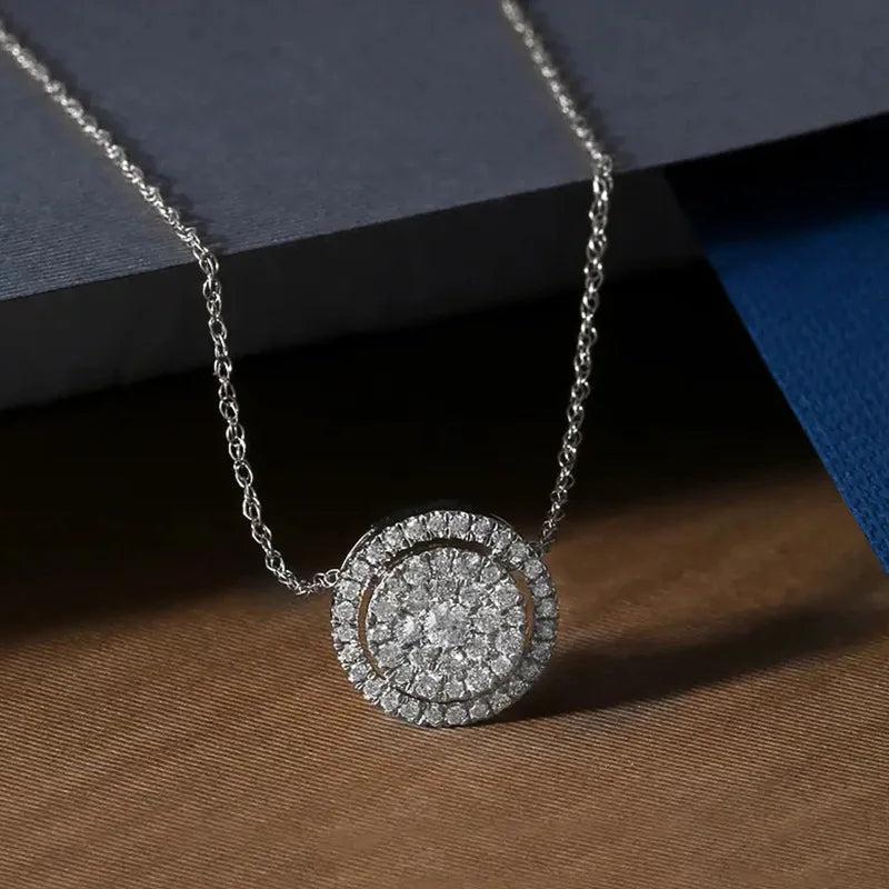 Cubic Zirconia Pendant Necklace Silver Chain Crystal Wedding Jewelry