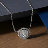 Cubic Zirconia Pendant Necklace Silver Chain Crystal Wedding Jewelry
