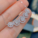 925 Silver Round Pendant Necklace Pave Diamond Stone Wedding Jewelry