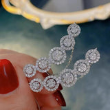 925 Silver Round Pendant Necklace Pave Diamond Stone Wedding Jewelry