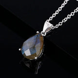 Labradorite Pendant Silver Necklace Vintage Jewelry