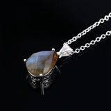 Labradorite Pendant Silver Necklace Vintage Jewelry