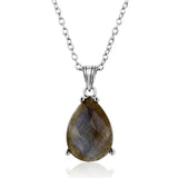 Labradorite Pendant Silver Necklace Vintage Jewelry