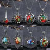 Vintage Natural Emperor Stone Pendant Necklace Sterling Silver 925
