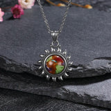 Vintage Natural Emperor Stone Pendant Necklace Sterling Silver 925
