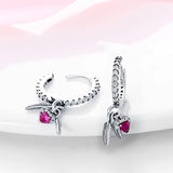 925 Sterling Silver Feather Pendant Heart Flower Shape Anniversary Jewelry