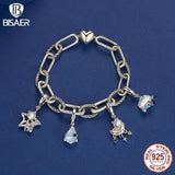 925 Silver Dreamy Star Srail Charm Airplane Astronaut Pendant