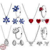 Heart Droplet Snowflake Necklace Set 925 Sterling Silver DIY