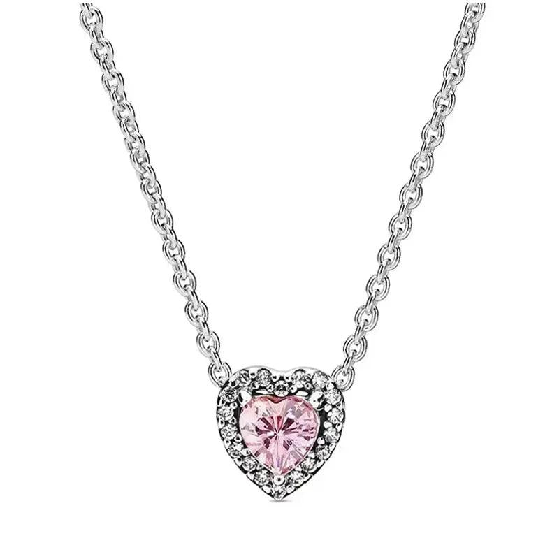 925 Silver Pink Heart Dazzling Jewelry Set