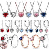 925 Silver Heart Series Jewelry Set - Necklace, Ring, Earrings