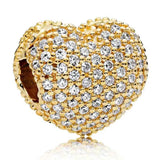 Rose Pave Open My Heart Clip Charm 925 Sterling Silver Beads
