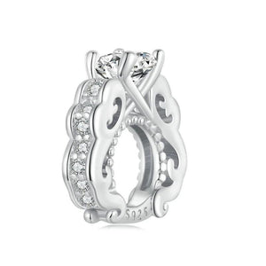 925 Silver Wedding Ring Septal Bead Heart Charms Bracelet DIY