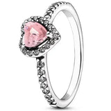 925 Sterling Silver Pink Heart Dazzling Light Jewelry Set