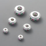 925 Sterling Silver Zircon Wheel Charm Beads DIY Jewelry Making