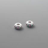 925 Sterling Silver Zircon Wheel Charm Beads DIY Jewelry Making