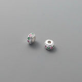 925 Sterling Silver Zircon Wheel Charm Beads DIY Jewelry Making