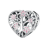 925 Silver Pink Flower Spacer Beads Tree of Life Charms Bracelet Making
