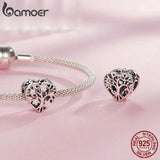 925 Silver Pink Flower Spacer Beads Tree of Life Charms Bracelet Making