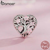 925 Silver Pink Flower Spacer Beads Tree of Life Charms Bracelet Making