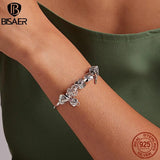 925 Sterling Silver Family Heart Charms Beads for DIY Bracelets Necklace