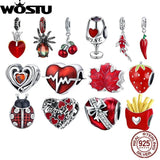 925 Silver Red Heart Fish Ladybug Charms Pendants DIY Jewelry Making