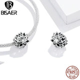 925 Silver Vintage Flower Charms Lotus Daisy Rose Beads Purity Pendant