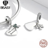925 Silver Tree Charm Heart Pendant Women Fine Jewelry