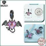 925 Silver Dark Devil Charm Bead Heart Pendant Fit DIY Bracelet
