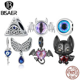 925 Silver Dark Devil Charm Bead Heart Pendant Fit DIY Bracelet