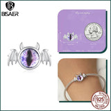 925 Silver Dark Devil Charm Bead Heart Pendant Fit DIY Bracelet