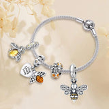 925 Sterling Silver Bee Charm Beads Bumblebee Pendant for Bracelet Bangle