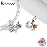 925 Sterling Silver Bee Charm Beads Bumblebee Pendant for Bracelet Bangle