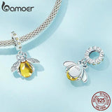 925 Sterling Silver Bee Charm Beads Bumblebee Pendant for Bracelet Bangle