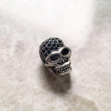 Large Skull Pave Bead 925 Sterling Silver DIY Accessories High Big Hole Gift