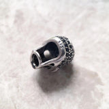 Large Skull Pave Bead 925 Sterling Silver DIY Accessories High Big Hole Gift