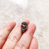 Large Skull Pave Bead 925 Sterling Silver DIY Accessories High Big Hole Gift
